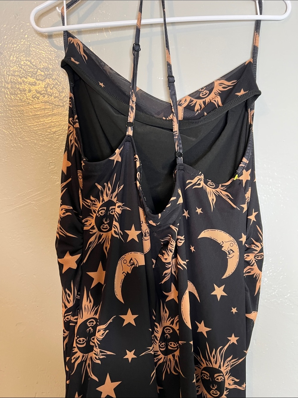 Celestial Black Sun & Moon Print Mermaid Maxi Goth SZ XL - Picture 4 of 4